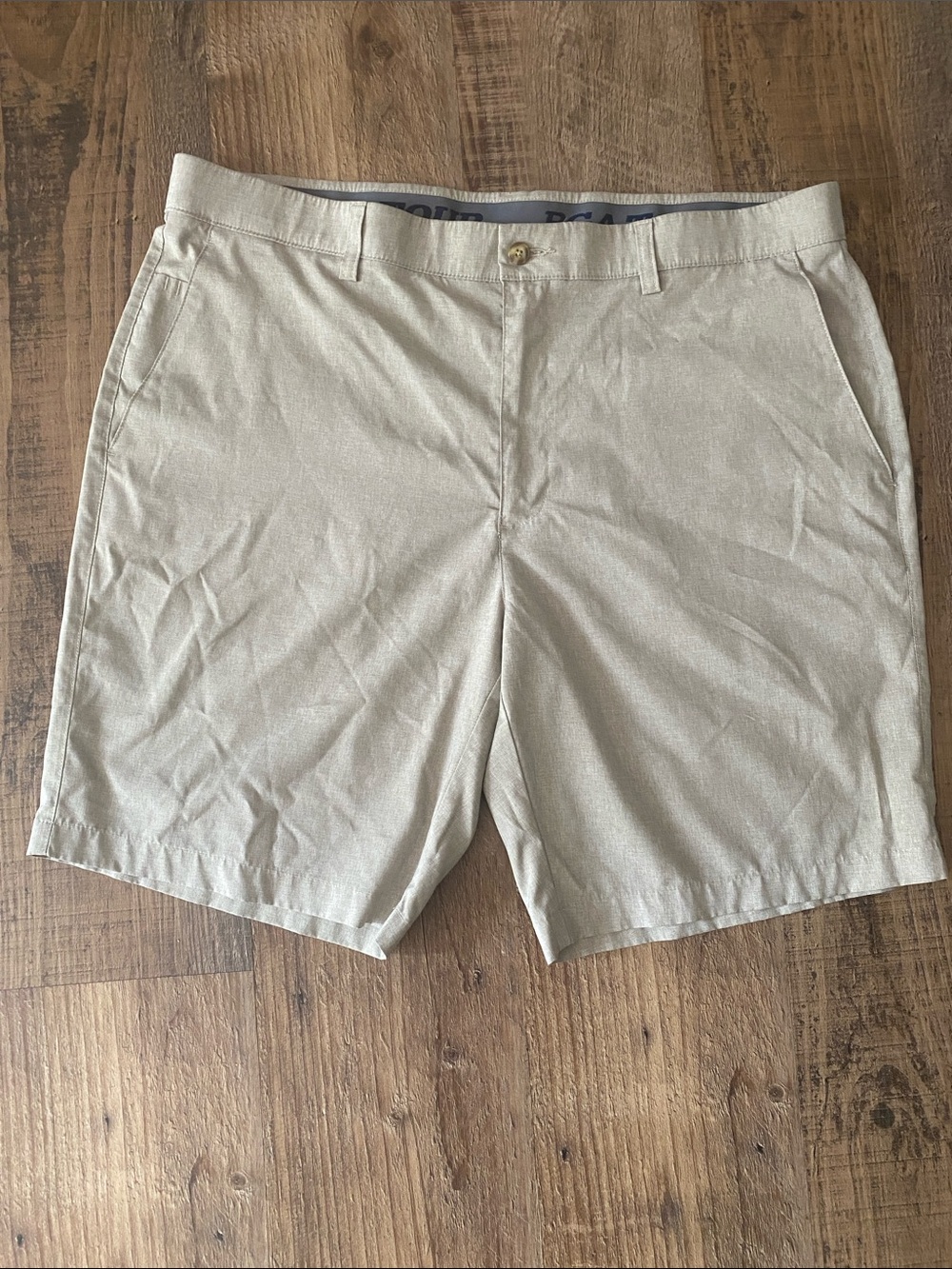 PGA Tour Light Khaki Flat Front Golf Shorts
